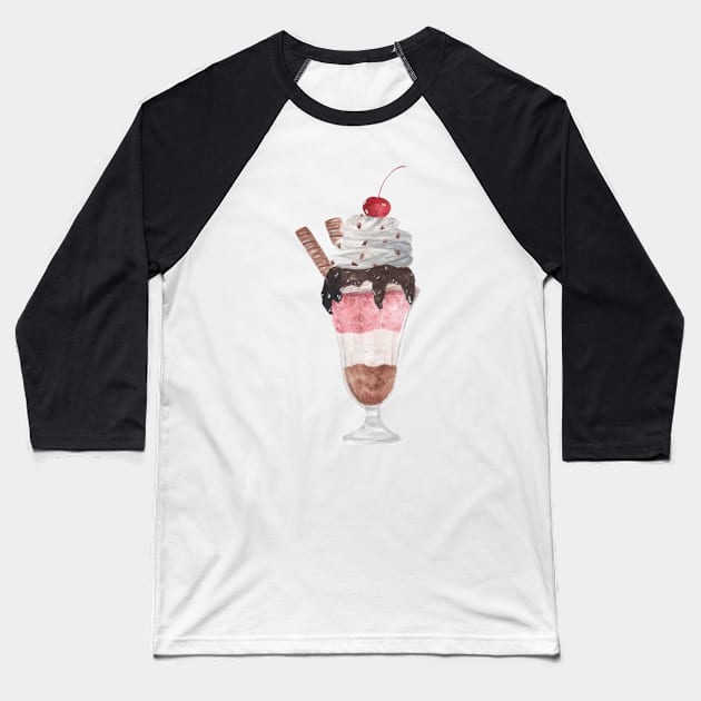 Ice cream watercolor Baseball T-Shirt by GinaaArts